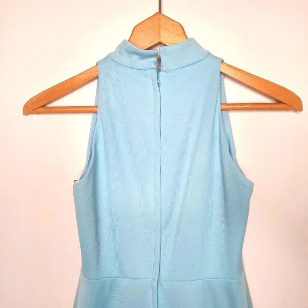 Vintage 70's Blue High Neck Maxi Dress